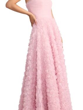 Zac Posen Light Pink Strapless Rosette Gown. Worn once for a wedding.